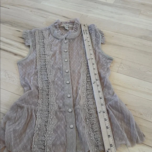 Free People-sleeveless sheer lace ruffle peplum shirt top-Fairycore-Boho-Y2K-M - Picture 4 of 5